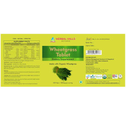 Herbal Hills Organic Wheat Grass / Triticum Aestivum 1000 mg rganic wheatgrass powder 500 wheat grass tablet weight loss supplementImmunity Support liver detox supplement